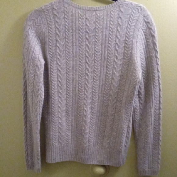 Womans S Peck & PeckGray V-Neck Cable Knit Cashmere Tunic Sweater - Picture 3 of 3